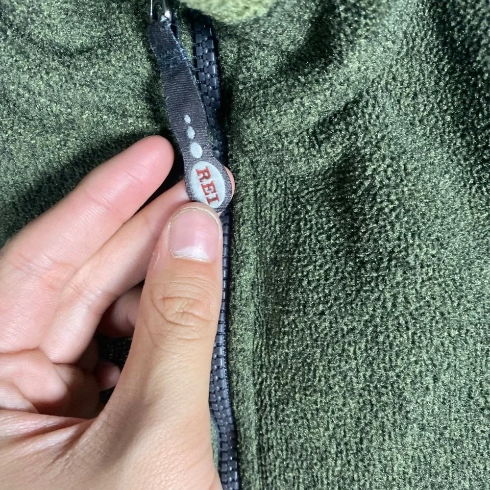 REI Co op Mens Full Zip Fleece Jacket‎ Green Polartec Outdoor Layer Size XL